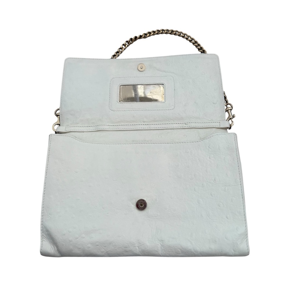 Givenchy White Ostrich Leather Shoulder Bag clutch Gold hardware - Picture 12 of 16